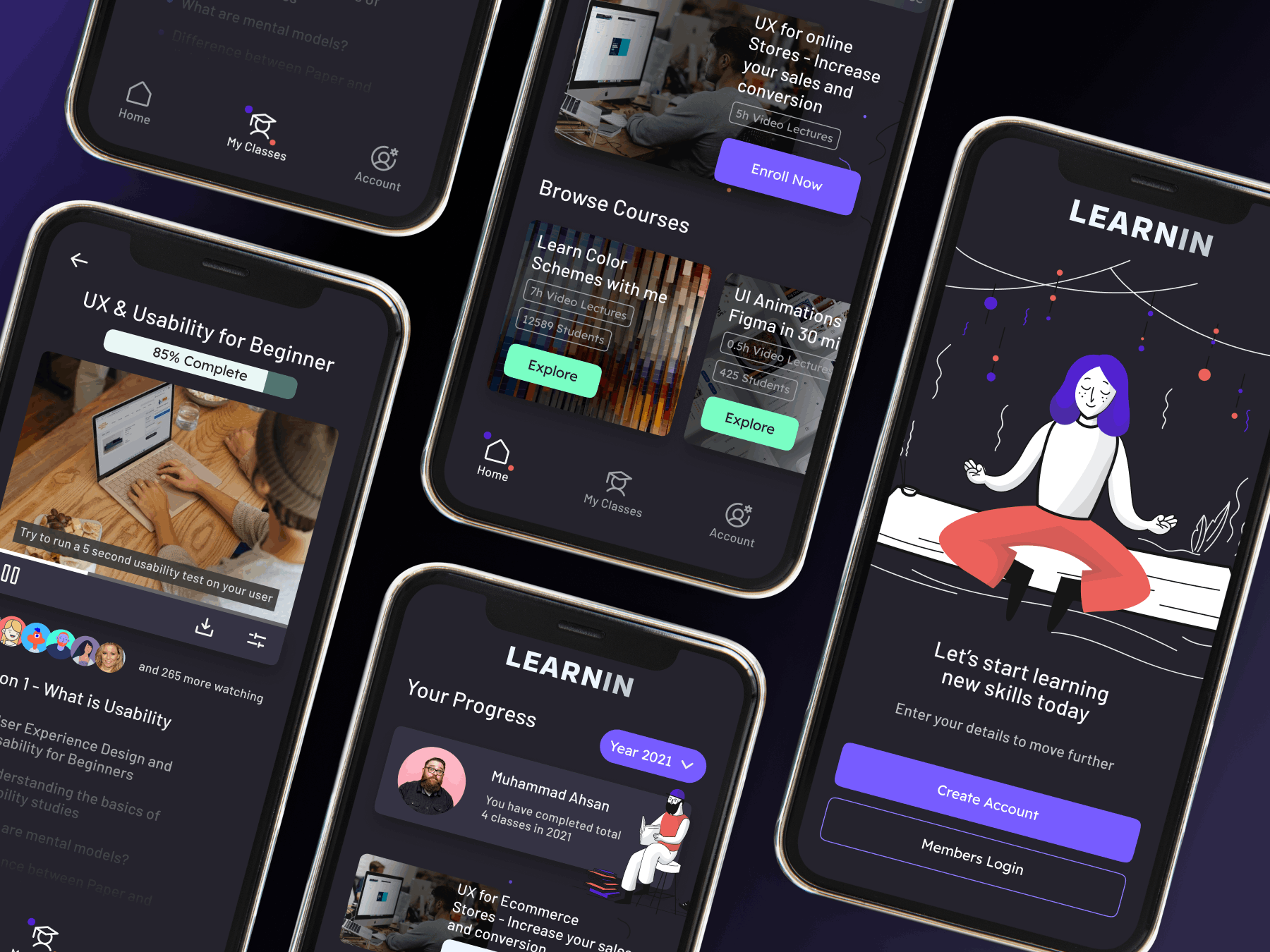 Online Video Course Mobile App Design