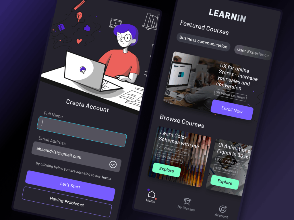 LMS product design Mobile app design 