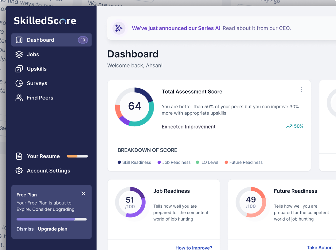 SkilledScore UX Audit SaaS Dashboard Design