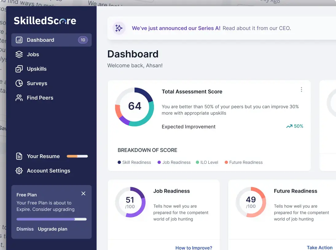 SkilledScore UX Audit SaaS Dashboard Design