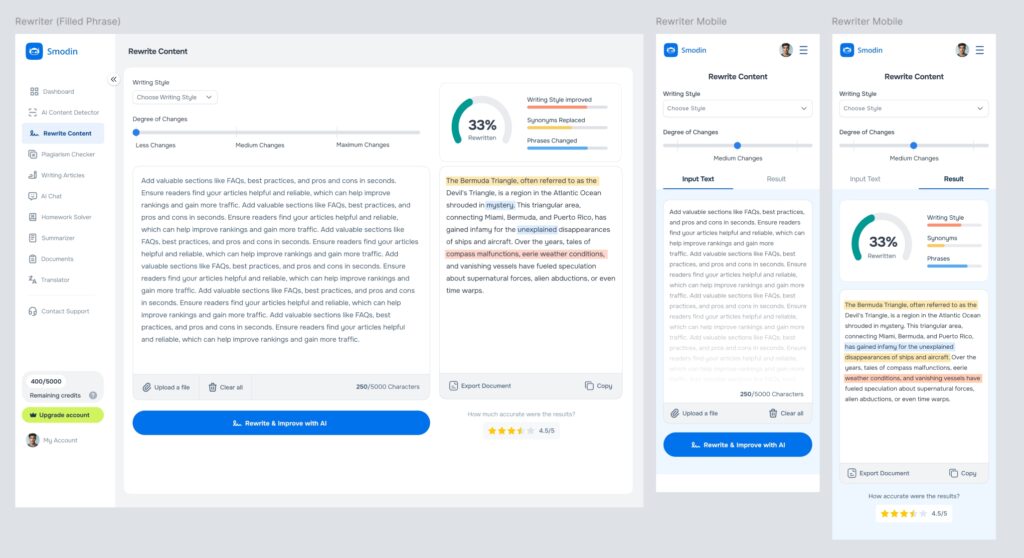 SaaS UX Research for Smodin AI Writer